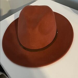 Altar'd State Terracotta Wide-Brim Fedora Hat. 100% Wool Minimalist Quite Luxury